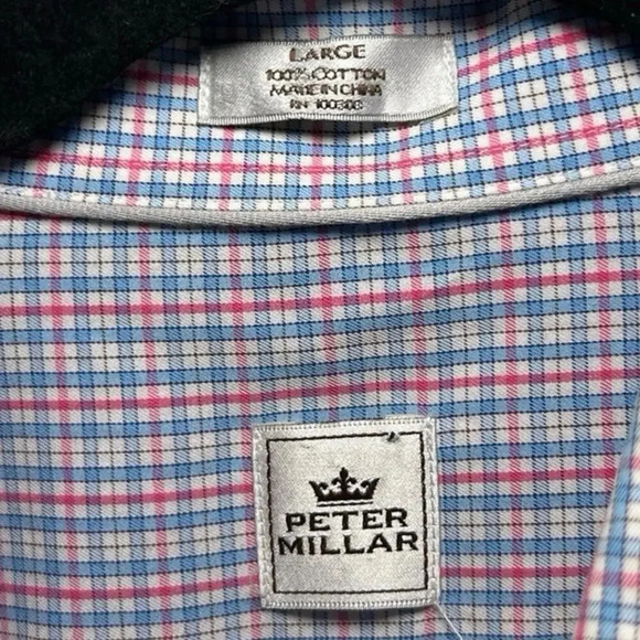 Peter Millar Men’s Cotton Long Sleeve Button Down Sports Shirt Size Large - Picture 5 of 5